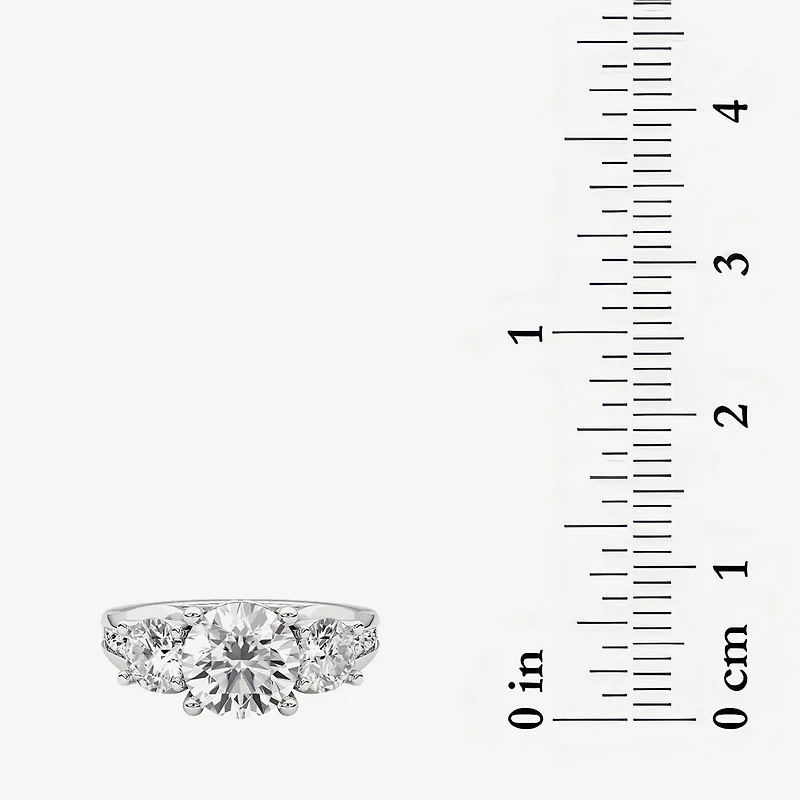 Grown Gorgeous (F, Vs2) Womens 3 1/7 Ct. T.W. Lab White Diamond 14K Gold or Platinum Round Side Stone 3-Stone Engagement Ring