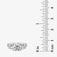 Grown Gorgeous (F, Vs2) Womens 3 1/7 Ct. T.W. Lab White Diamond 14K Gold or Platinum Round Side Stone 3-Stone Engagement Ring