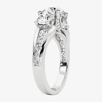 Grown Gorgeous (F, Vs2) Womens 3 1/7 Ct. T.W. Lab White Diamond 14K Gold or Platinum Round Side Stone 3-Stone Engagement Ring