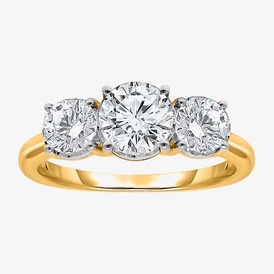 Love Lives Forever (I / Si2) Womens 2 CT. T.W. Lab Grown White Diamond 10K Gold Round 3-Stone Engagement Ring