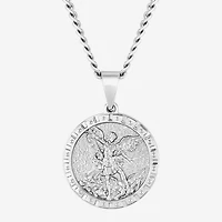 Mens Stainless Steel Round 24 Inch Pendant Necklace