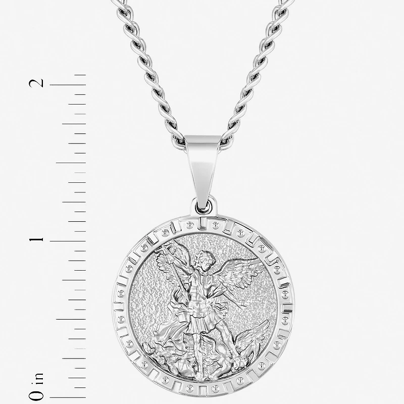 Mens Stainless Steel Round 24 Inch Pendant Necklace