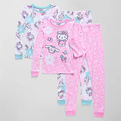 Little & Big Kid Girls Hello Kitty Fleece Crew Neck Long Sleeve 4-pc. Pajama Set