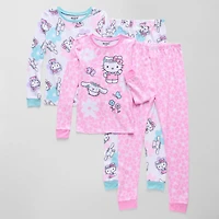 Little & Big Kid Girls Hello Kitty Fleece Crew Neck Long Sleeve 4-pc. Pajama Set
