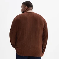Shaquille O'Neal XLG™ Ribbed Dropneedle Mens Long Sleeve Regular Fit Big and Tall Henley Shirt