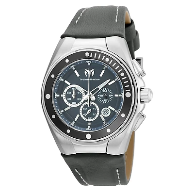 Techno Marine Womens Gray Leather Strap Watch Tm-215036