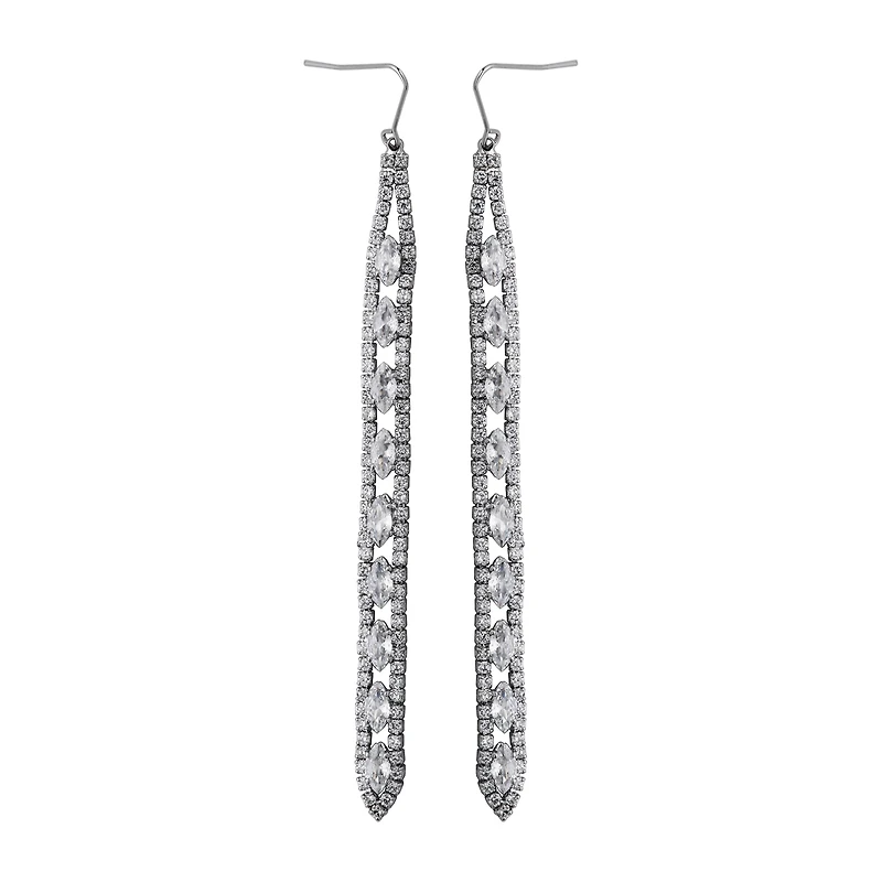 Sparkle Allure Pure Silver Over Bronze Womens Cubic Zirconia Pure Silver Over Bronze Drop Earrings