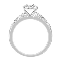 Womens 3/8 CT. T.W. Natural Diamond 10K Gold Round Side Stone Halo Bridal Set