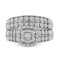 Womens 3/8 CT. T.W. Natural Diamond 10K Gold Cushion Side Stone Halo Bridal Set