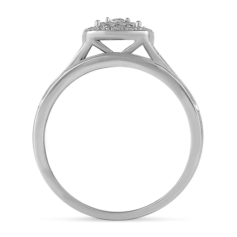 Womens 3/8 CT. T.W. Natural Diamond 10K Gold Cushion Side Stone Halo Bridal Set