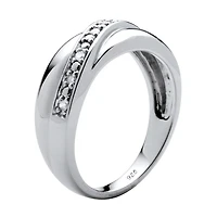 Mens 2.5MM 1/10 CT. T.W. Natural White Diamond Platinum Over Silver Band
