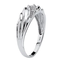 Mens 2MM Diamond Accent Natural White Platinum Over Silver Band