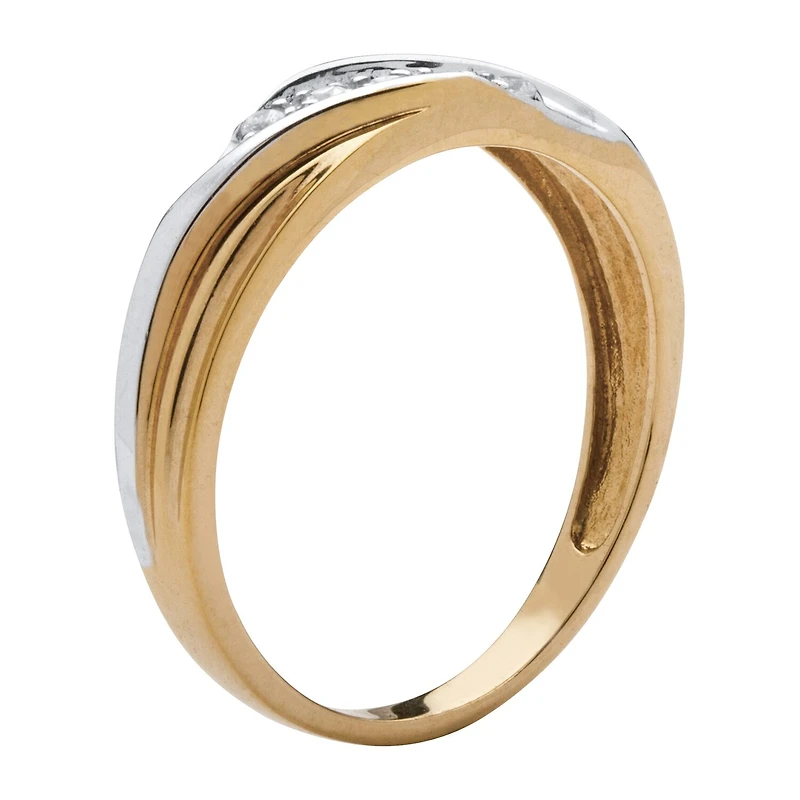 DiamonArt® 2MM 1/10 CT. T.W. White Cubic Zirconia 18K Gold Over Silver Band