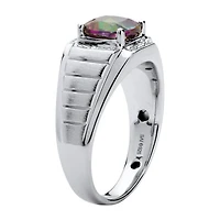 Mens 2 3/4 CT. T.W. Genuine Mystic Fire Topaz Platinum Over Silver Fashion Ring