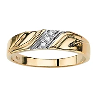 Mens 2.5MM Diamond Accent Natural White 18K Gold Over Silver Band