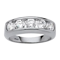 DiamonArt® 2.5MM 2 1/2 CT. T.W. White Cubic Zirconia Platinum Over Silver Band