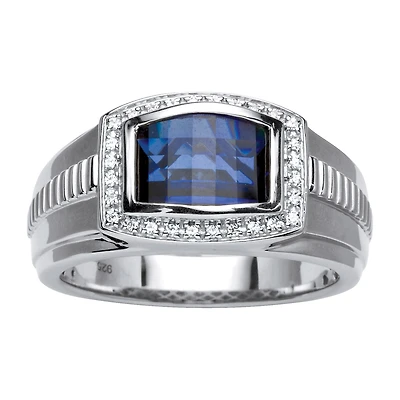 Mens Lab Created Blue Sapphire Fashion Ring