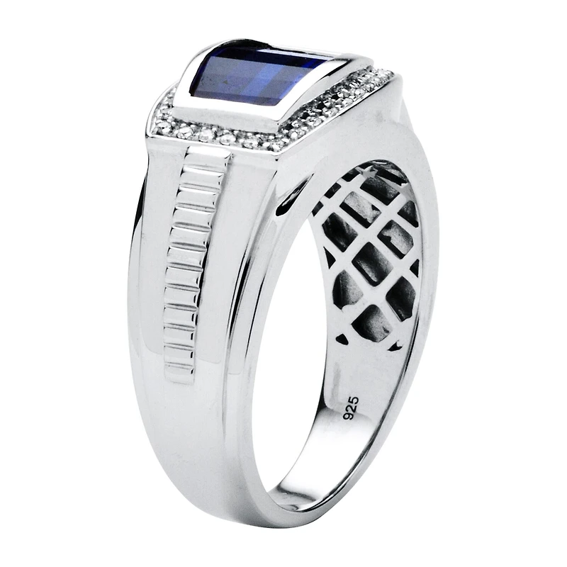 Mens Lab Created Blue Sapphire Fashion Ring