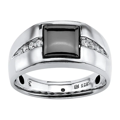 Mens Genuine Gray Hematite Fashion Ring