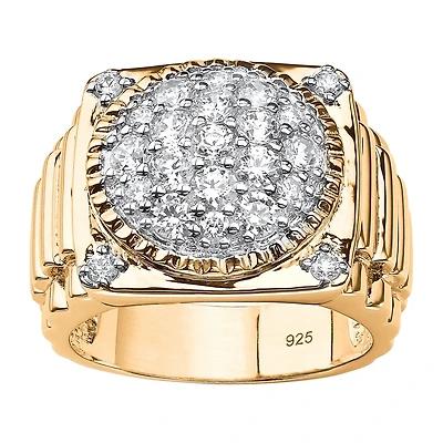 DiamonArt® Mens 1 / CT. T.W. White Cubic Zirconia 14K Gold Over Silver Fashion Ring