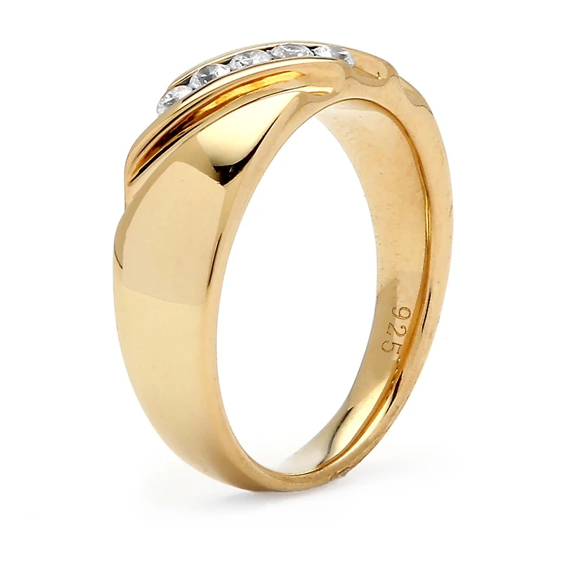 DiamonArt® 2MM 1/2 CT. T.W. White Cubic Zirconia 18K Gold Over Silver Band