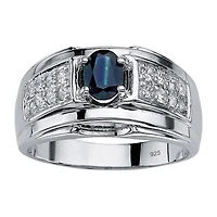 Mens 1 1/2 CT. T.W. Genuine Blue Sapphire Sterling Silver Fashion Ring