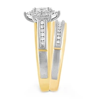 Womens 1/4 CT. T.W. Natural Diamond 10K Gold Marquise Side Stone Halo Bridal Set