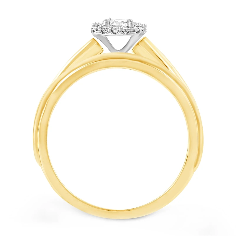 Womens 1/3 CT. T.W. Natural Diamond 10K Gold Side Stone Halo Bridal Set