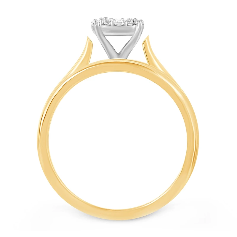 Womens / CT. T.W. Natural Diamond 10K Gold Round Side Stone Halo Bridal Set