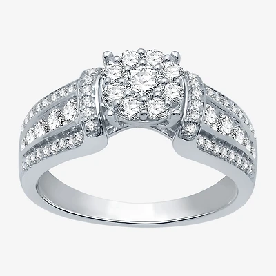 I Said Yes (H-I / I1) Womens 3/4 CT. T.W. Lab Grown White Diamond Sterling Silver or 14K Gold Over Round Side Stone Engagement Ring
