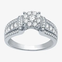 I Said Yes (H-I / I1) Womens 3/4 CT. T.W. Lab Grown White Diamond Sterling Silver or 14K Gold Over Round Side Stone Engagement Ring