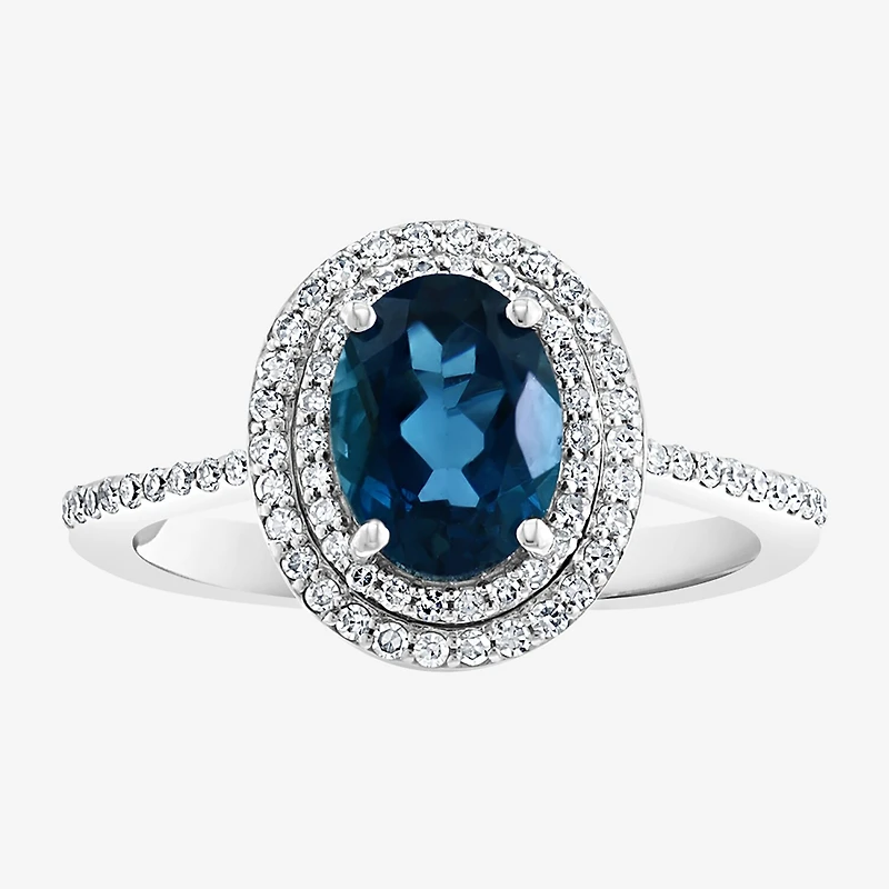 Effy Final Call Womens 1/4 CT. T.W. Diamond & Genuine Gemstone 14K White Gold Cocktail Ring