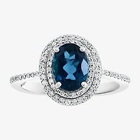 Effy Final Call Womens 1/4 CT. T.W. Diamond & Genuine Gemstone 14K White Gold Cocktail Ring