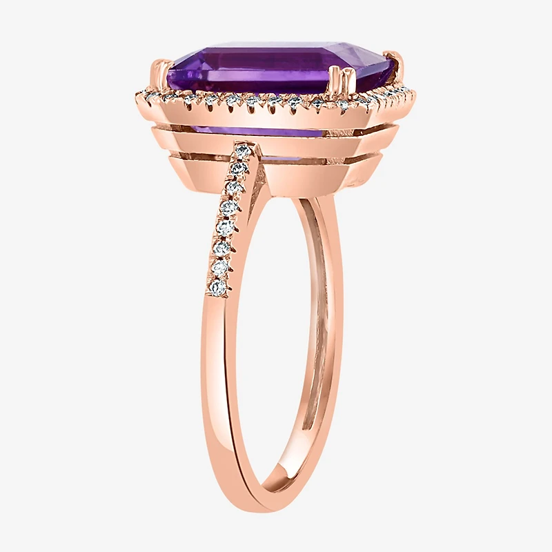 Effy Final Call Womens Diamond Accent Genuine Purple Amethyst 14K Gold Halo Cocktail Ring