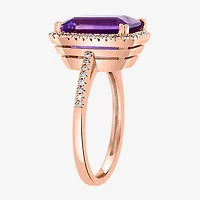 Effy Final Call Womens Diamond Accent Genuine Purple Amethyst 14K Gold Halo Cocktail Ring