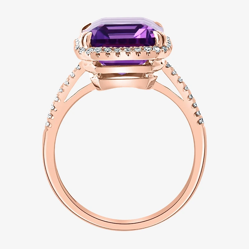 Effy Final Call Womens Diamond Accent Genuine Purple Amethyst 14K Gold Halo Cocktail Ring