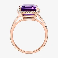 Effy Final Call Womens Diamond Accent Genuine Purple Amethyst 14K Gold Halo Cocktail Ring