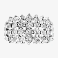 Effy Final Call Womens 3.5MM 1/2 CT. T.W. Natural Diamond Sterling Silver Cluster Band