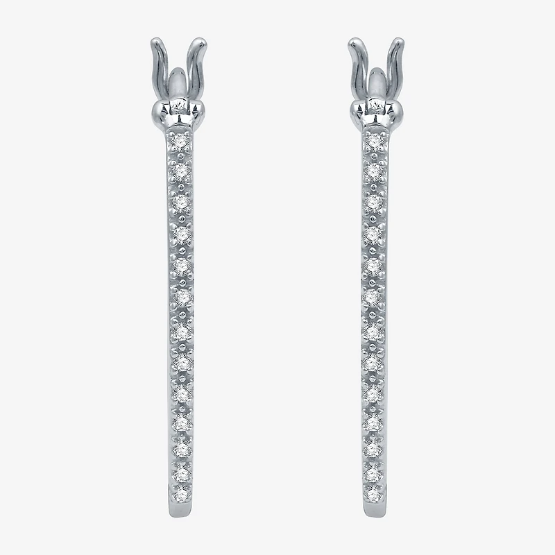 Yes, Please! Womens 1/10 CT. T.W. Natural Diamond Sterling Silver 24.5mm Hoop Earrings