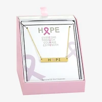 Sparkle Allure Breast Cancer Awareness Womens 14K Gold Over Brass Rectangular 16 Inch Pendant Necklace