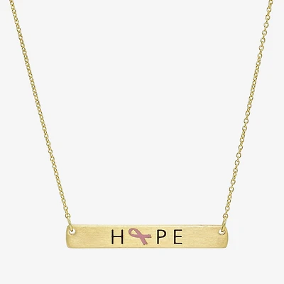 Sparkle Allure Breast Cancer Awareness Womens 14K Gold Over Brass Rectangular 16 Inch Pendant Necklace