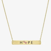 Sparkle Allure Breast Cancer Awareness Womens 14K Gold Over Brass Rectangular 16 Inch Pendant Necklace
