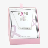 Sparkle Allure Breast Cancer Awareness Womens Pure Silver Over Brass Rectangular 16 Inch Pendant Necklace