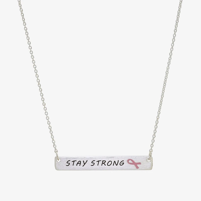 Sparkle Allure Breast Cancer Awareness Womens Pure Silver Over Brass Rectangular 16 Inch Pendant Necklace