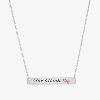 Sparkle Allure Breast Cancer Awareness Womens Pure Silver Over Brass Rectangular 16 Inch Pendant Necklace