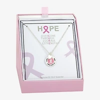 Sparkle Allure Breast Cancer Awareness Womens Pure Silver Over Brass Round 16 Inch Pendant Necklace