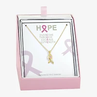 Sparkle Allure Breast Cancer Awareness Womens Pink Cubic Zirconia 14K Gold Over Brass 16 Inch Pendant Necklace