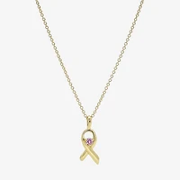 Sparkle Allure Breast Cancer Awareness Womens Pink Cubic Zirconia 14K Gold Over Brass 16 Inch Pendant Necklace