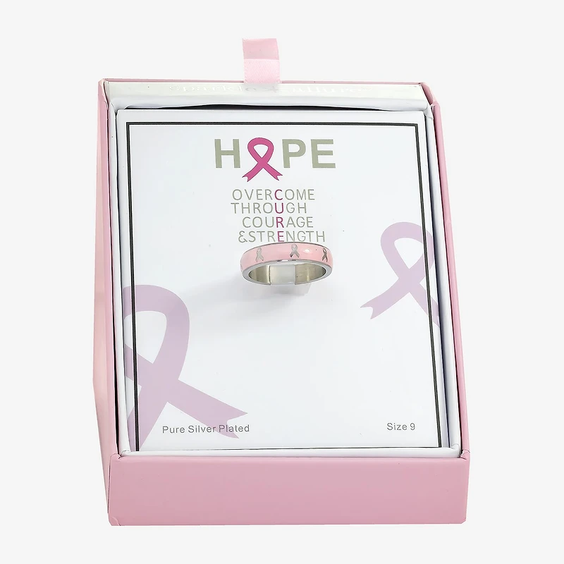 Sparkle Allure Breast Cancer Awareness Womens 5MM Stainless Steel Band