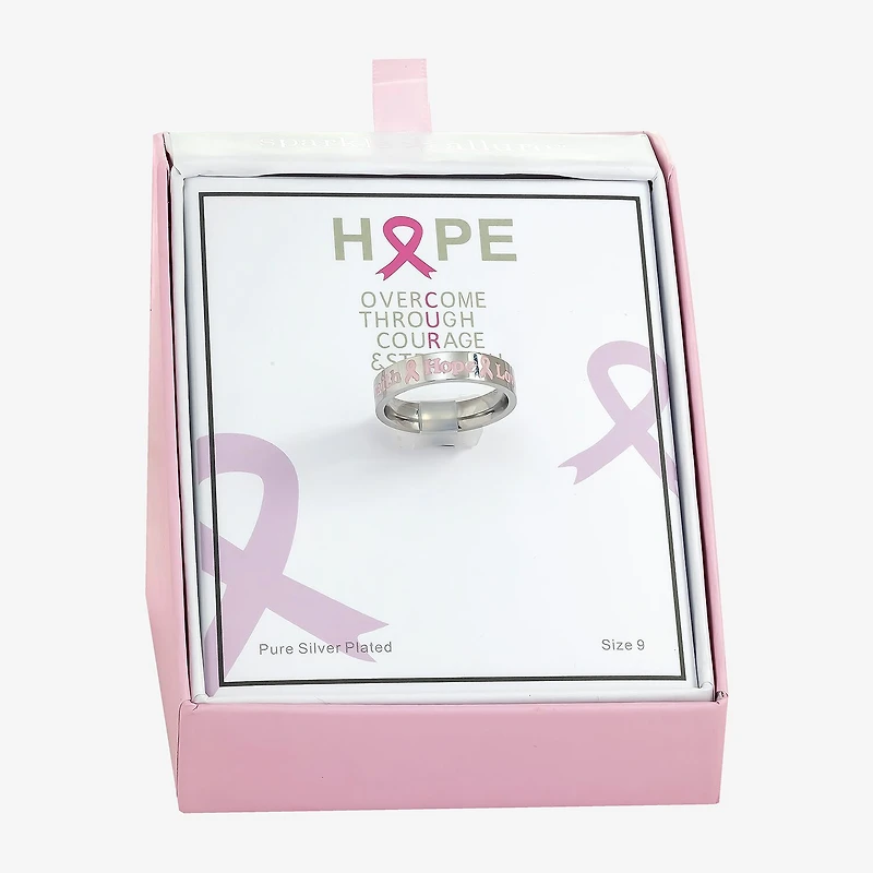 Sparkle Allure Breast Cancer Awareness Womens 5MM Stainless Steel Band